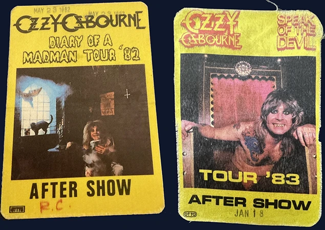 Image direction: a real concert artefact with direct event connection - handwritten setlist, used ticket stub, backstage pass or stage-marked object. Prefer something with visible annotations, folds or handling that make 'it was there' legible.