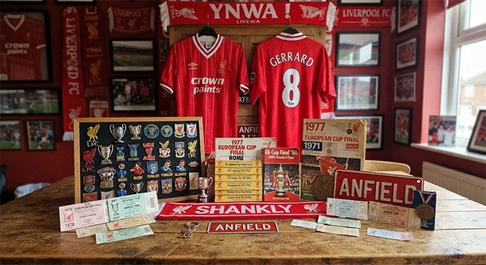 A collection of association football memorabilia.