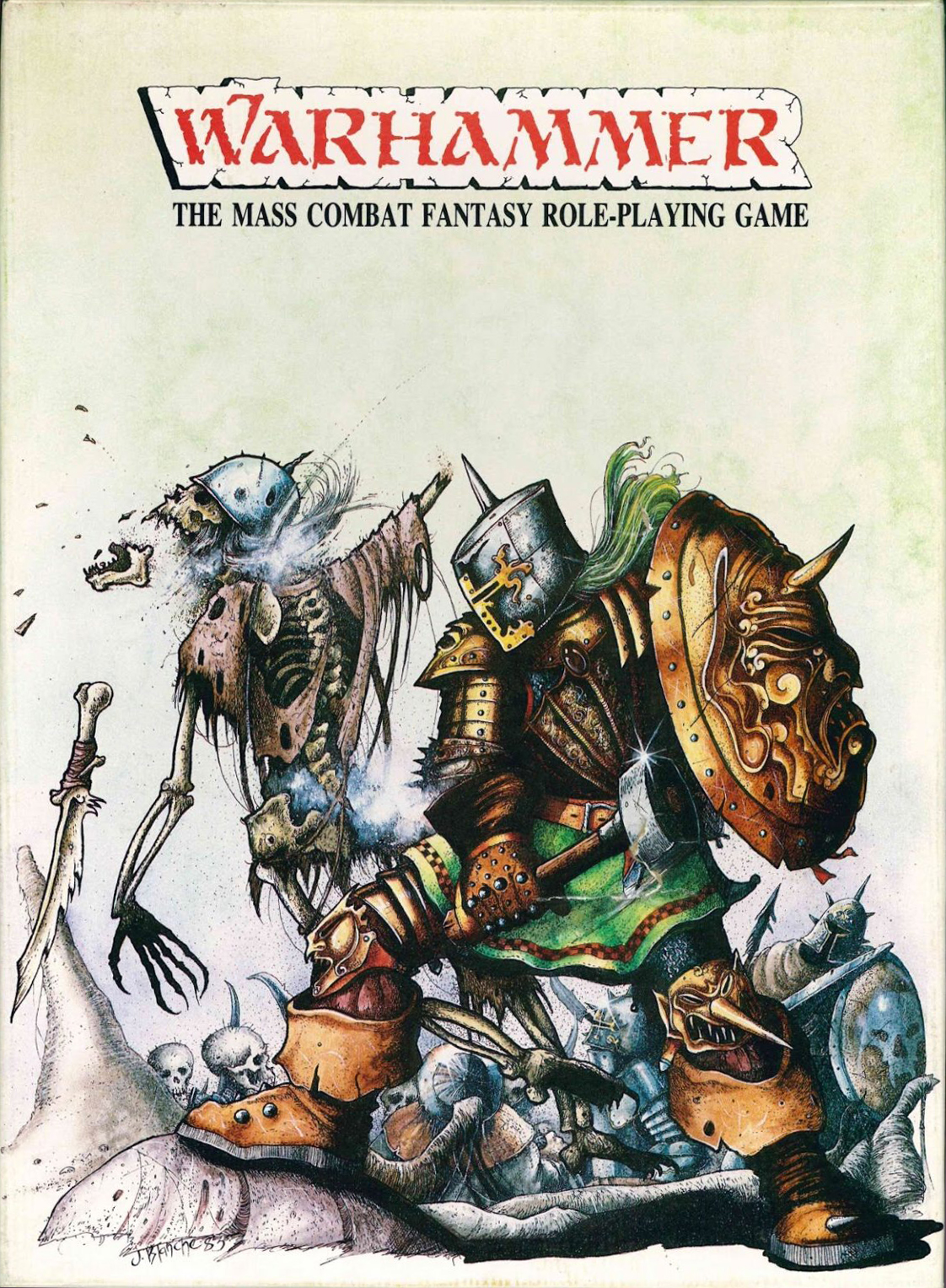 A 1st edition warhammer box set from 1982, is a higly sort after collectible that varies in condition due to the nature of its white box.